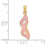 14K 3-D and Beveled with Pink Enamel Masquerade Mask Pendant - Image 2