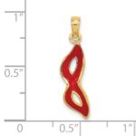 14K 3-D and Beveled with Red Enamel Masquerade Mask Pendant - Image 3