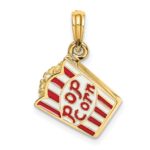 14K 3-D Red and White Enameled Bag of Popcorn Charm
