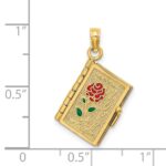 14K Enameled 3-D Moveable LOVE Bible Verse Flower Book Pendant - Image 7
