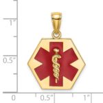 14K Red Enameled Textured Back Caduceus Medical Disc Charm - Image 3