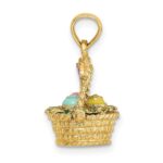14K 3-D Enameled Easter Basket with Bow and Eggs Charm - Image 2