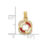 14K Red and White Enameled Life Preserver Ring Charm - Image 3