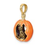 14K 3-D Enameled Jack-o-Lantern with Black Cat and Moon Charm - Image 4