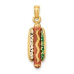 14K 3-D Multi-color Enameled Hot Dog with Bun Charm