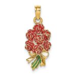 14K Enameled Bouquet of Red Roses