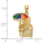 14K 3-D Rainbow Enameled Umbrella Beach Chair Charm - Image 3