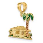 14K 3-D with Enamel Palm Tree and Hut Charm - Image 5