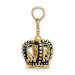 14K 3-D with Blue Enamel Crown Charm - Image 2