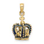 14K 3-D with Blue Enamel Crown Charm - Image 4