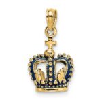 14K 3-D with Blue Enamel Crown Charm - Image 5