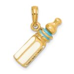14K 3-D with Blue Enamel Baby Bottle Charm