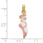 14K 3-D Pink and White Enameled Ballet Shoe Charm - Image 3