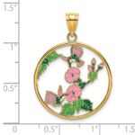 14K Enameled Hummingbirds and Flowers In Circle Charm - Image 3