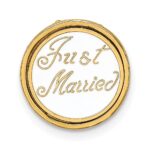 14K Polished Enameled JUST MARRIED 3-D Wedding Cake Pendant - Image 4