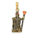 14K 3-D Enameled Witch with Broom Charm - Image 3