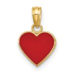 14K Polished Red Enameled Heart Pendant