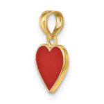14K Polished Red Enameled Heart Pendant - Image 5