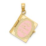 14K Enameled 3-D Moveable MY LOVE STORY Book Pendant