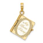 14K Enameled 3-D Moveable MY LOVE STORY Book Pendant