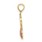 14K Red and Green Enameled Cherries with Leaf Charm - Image 2