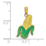 14K Yellow and Green Enameled Corn with Peeled Husk Charm - Image 3