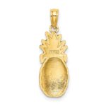 14K 2-D Brown and Green Enameled Pineapple Charm - Image 4