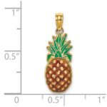 14K 2-D Brown and Green Enameled Pineapple Charm - Image 3
