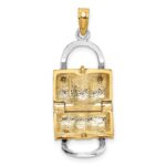 14K and White Rhodium 3-D Pink Enameled Handbag Opens Charm - Image 5