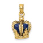 14K 3-D with Blue Enamel Inside Crown Charm