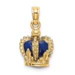14K 3-D with Blue Enamel Inside Crown Charm - Image 4