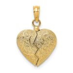 14K Red Enameled 3-D Reversible Filigree Heart That Opens Charm - Image 3