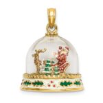 14K 3-D Enameled HAPPY HOLIDAYS on Bottom Glass Snow Globe Charm