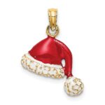 14K 3-D Red and White Enameled Santa Hat Charm - Image 4