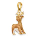 14K 3-D Enameled Red-Nosed Reindeer Charm - Image 5