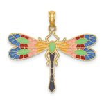 14K Multi-Color Enamel Dragonfly Charm