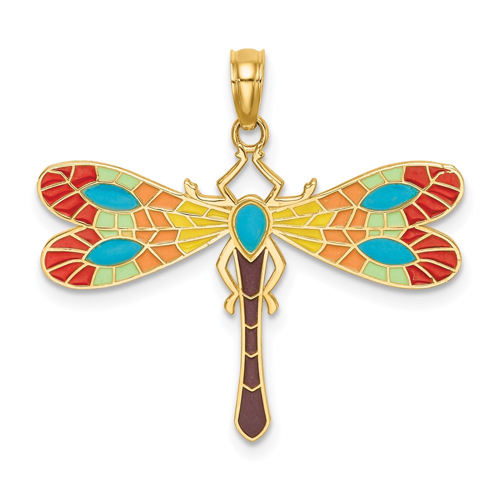 K6986.jpg 14K Multi-Color Enamel Dragonfly Charm - Image 1