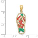 14K Enamel Red Hibiscus Flower Flip-Flop Charm - Image 3