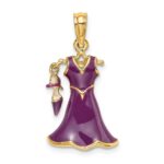 14K 3-D Purple Enameled Dress with Moveable Dangle Shoe Charm