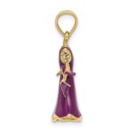 14K 3-D Purple Enameled Dress with Moveable Dangle Shoe Charm - Image 2