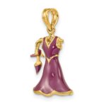 14K 3-D Purple Enameled Dress with Moveable Dangle Shoe Charm - Image 5