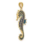 14K 3-D Blue Enameled Seahorse Pendant - Image 5
