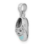14K White Gold 3-D Light Blue Enamel Baby Shoe Charm - Image 5