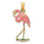 14K 3-D Pink Enameled Flamingo Charm