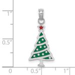 14K White Gold Enameled Green Christmas Tree with Red Star Charm - Image 3