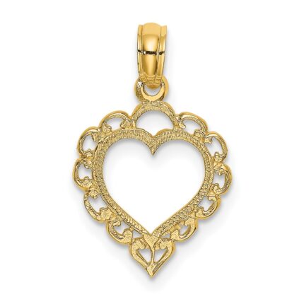 14K Heart with Lace Border Charm