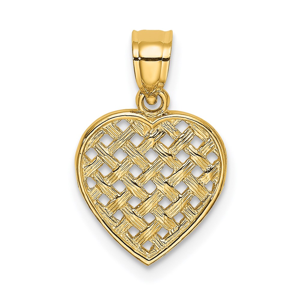 K7101.jpg 14K Cut-Out and Textured Woven Heart Charm - Image 1
