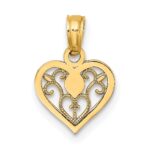 14K Polished Filigree Heart Pendant