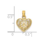 14K 2-D Filigree Heart with Flower Design Charm - Image 3