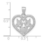14K White Gold Doves In Heart Charm - Image 3